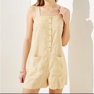 LOFT Beach Mustard and White Striped Top